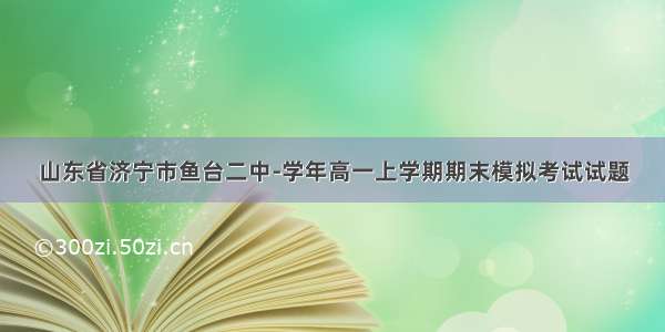 山东省济宁市鱼台二中-学年高一上学期期末模拟考试试题