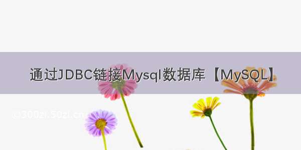 通过JDBC链接Mysql数据库【MySQL】