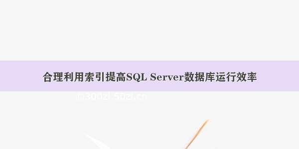 合理利用索引提高SQL Server数据库运行效率