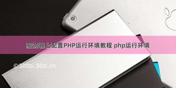 服务器上配置PHP运行环境教程 php运行环境