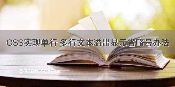 CSS实现单行 多行文本溢出显示省略号办法