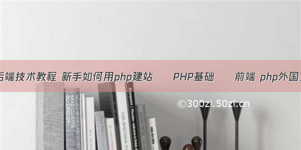 php后端技术教程 新手如何用php建站 – PHP基础 – 前端 php外国文献