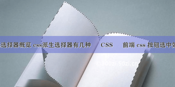 css选择器概览 css派生选择器有几种 – CSS – 前端 css 按钮选中效果