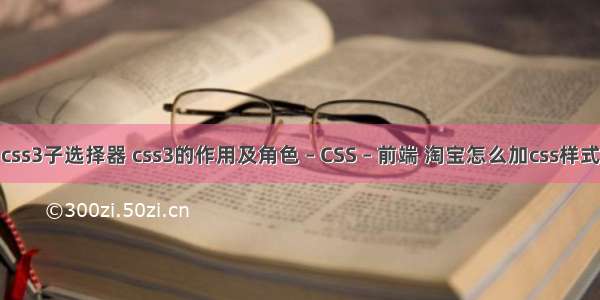 css3子选择器 css3的作用及角色 – CSS – 前端 淘宝怎么加css样式