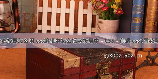 css标签选择器怎么用 css编辑中怎么把字符居中 – CSS – 前端 css3雪花飘落特效