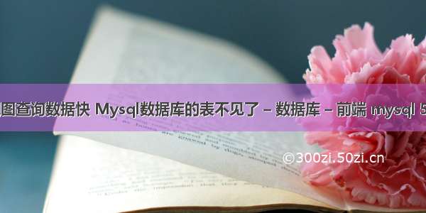 mysql视图查询数据快 Mysql数据库的表不见了 – 数据库 – 前端 mysql 5.6.tar.gz