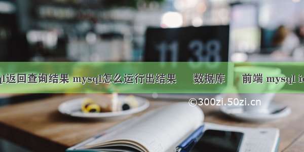 mysql返回查询结果 mysql怎么运行出结果 – 数据库 – 前端 mysql io参数