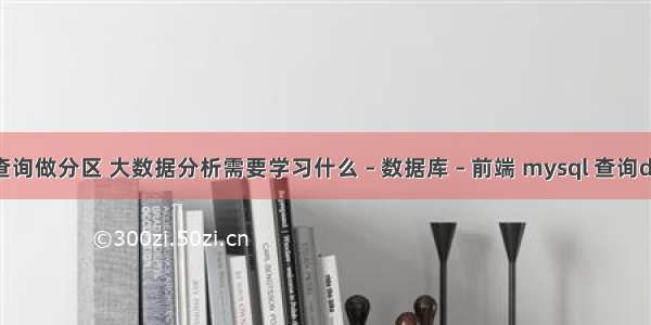 mysql查询做分区 大数据分析需要学习什么 – 数据库 – 前端 mysql 查询dual报错