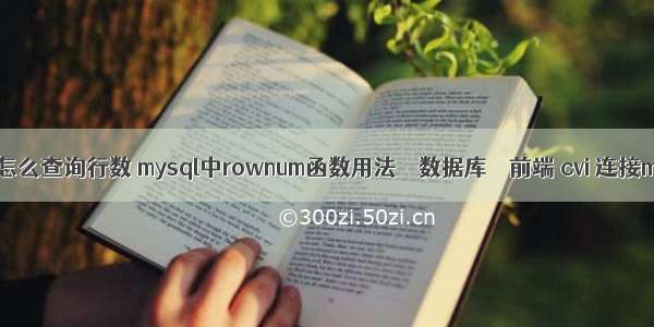 mysql怎么查询行数 mysql中rownum函数用法 – 数据库 – 前端 cvi 连接mysql