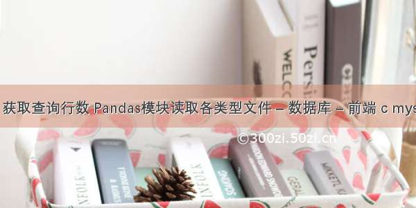 mysql 获取查询行数 Pandas模块读取各类型文件 – 数据库 – 前端 c mysql类库