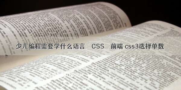 少儿编程需要学什么语言 – CSS – 前端 css3选择单数