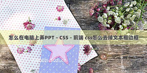 怎么在电脑上弄PPT – CSS – 前端 css怎么去掉文本框边框