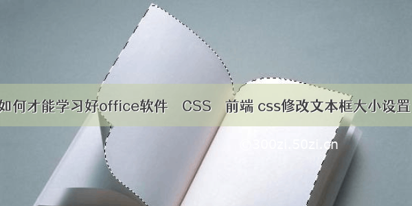 如何才能学习好office软件 – CSS – 前端 css修改文本框大小设置
