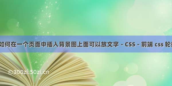 html如何在一个页面中插入背景图上面可以放文字 – CSS – 前端 css 轮播箭头