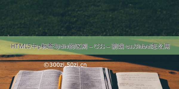 HTML5中p标签与div的区别 – CSS – 前端 css3label怎么用