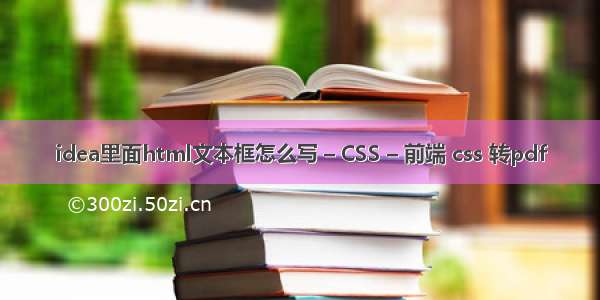 idea里面html文本框怎么写 – CSS – 前端 css 转pdf