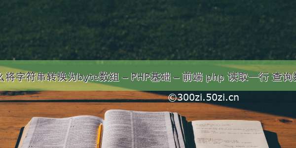 怎么将字符串转换为byte数组 – PHP基础 – 前端 php 读取一行 查询数据