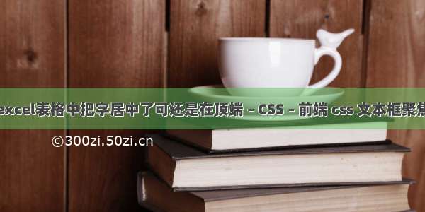 为什么excel表格中把字居中了可还是在顶端 – CSS – 前端 css 文本框聚焦无边框