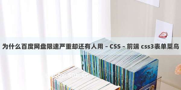 为什么百度网盘限速严重却还有人用 – CSS – 前端 css3表单菜鸟