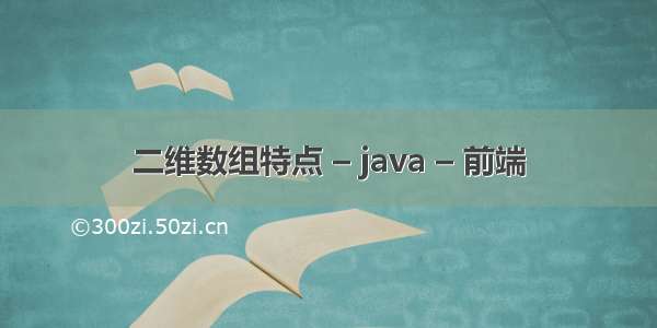 二维数组特点 – java – 前端