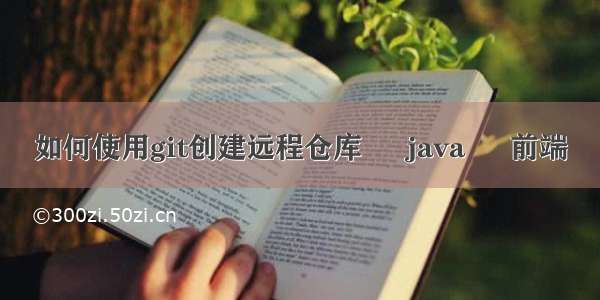 如何使用git创建远程仓库 – java – 前端