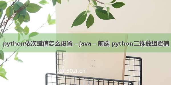 python依次赋值怎么设置 – java – 前端 python二维数组赋值