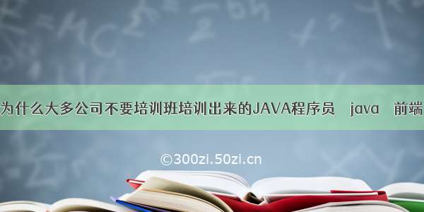 为什么大多公司不要培训班培训出来的JAVA程序员 – java – 前端