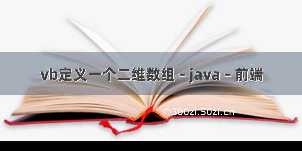 vb定义一个二维数组 – java – 前端