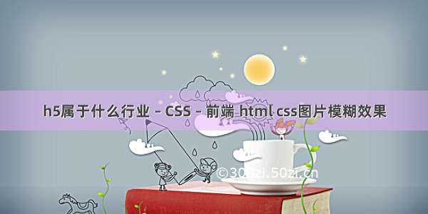h5属于什么行业 – CSS – 前端 html css图片模糊效果