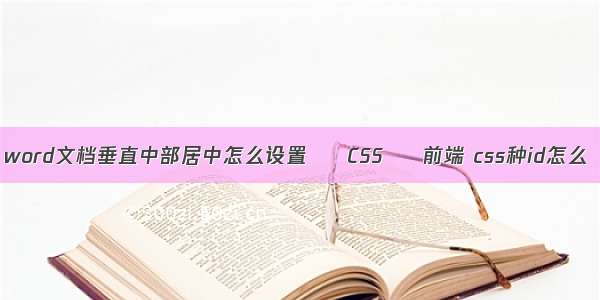 word文档垂直中部居中怎么设置 – CSS – 前端 css种id怎么