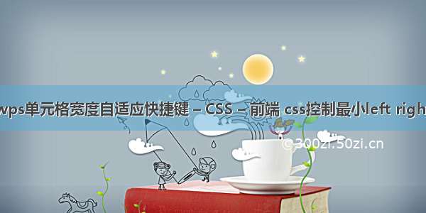 wps单元格宽度自适应快捷键 – CSS – 前端 css控制最小left right