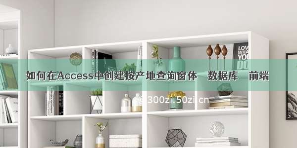 如何在Access中创建按产地查询窗体 – 数据库 – 前端