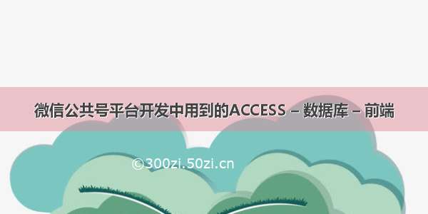 微信公共号平台开发中用到的ACCESS – 数据库 – 前端