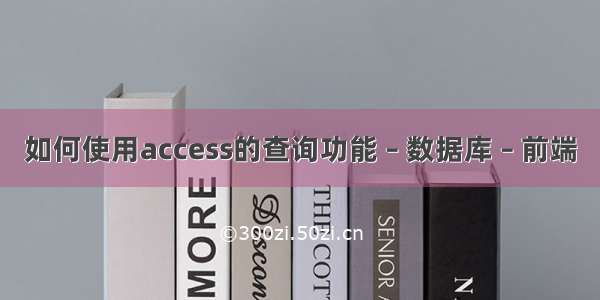 如何使用access的查询功能 – 数据库 – 前端