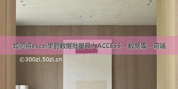 如何将excel里的数据批量导入ACCESS – 数据库 – 前端