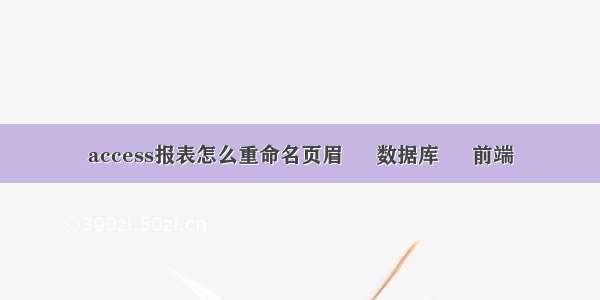 access报表怎么重命名页眉 – 数据库 – 前端