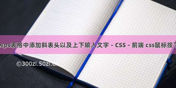 怎样在wps表格中添加斜表头以及上下输入文字 – CSS – 前端 css鼠标按下的伪类