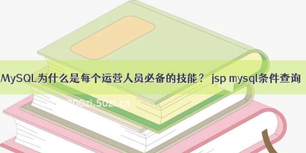 MySQL为什么是每个运营人员必备的技能？ jsp mysql条件查询