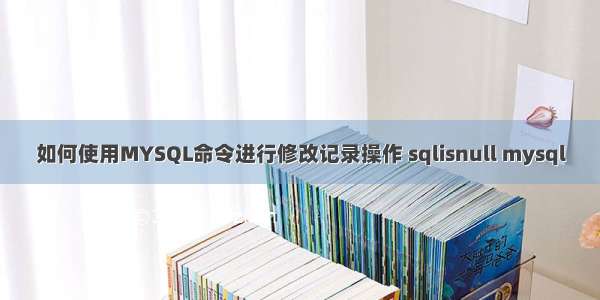 如何使用MYSQL命令进行修改记录操作 sqlisnull mysql