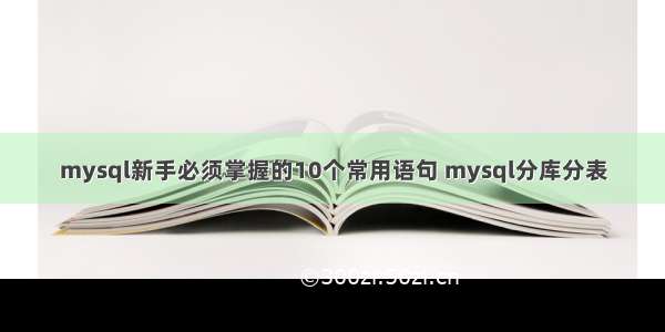 mysql新手必须掌握的10个常用语句 mysql分库分表