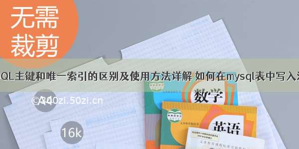 MySQL主键和唯一索引的区别及使用方法详解 如何在mysql表中写入汉字