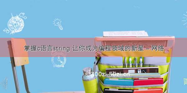 掌握c语言string 让你成为编程领域的新星 – 网络