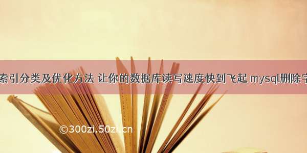 MySQL索引分类及优化方法 让你的数据库读写速度快到飞起 mysql删除字段内容