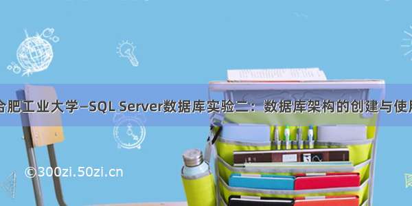 合肥工业大学—SQL Server数据库实验二：数据库架构的创建与使用