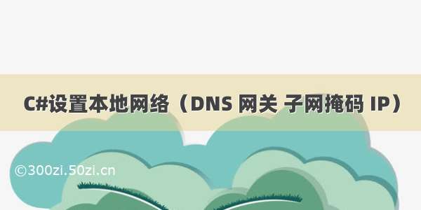 C#设置本地网络（DNS 网关 子网掩码 IP）