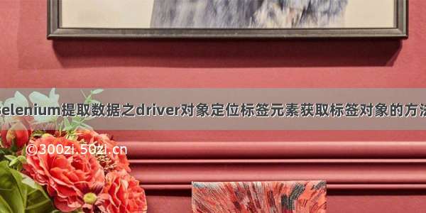 selenium提取数据之driver对象定位标签元素获取标签对象的方法