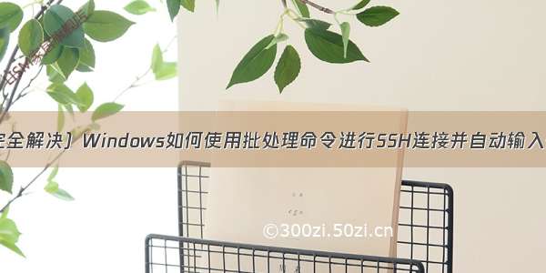 （完全解决）Windows如何使用批处理命令进行SSH连接并自动输入密码