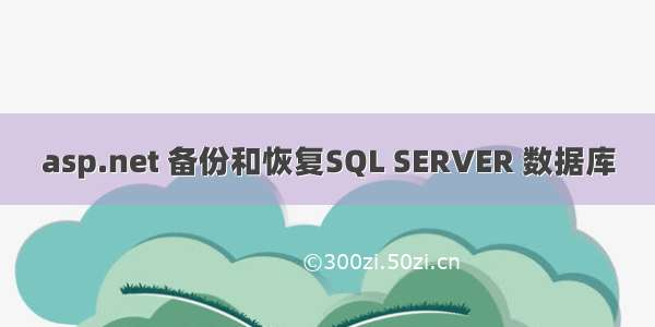 asp.net 备份和恢复SQL SERVER 数据库