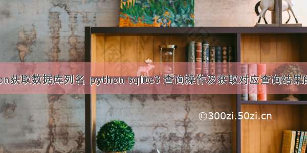 python获取数据库列名_python sqlite3 查询操作及获取对应查询结果的列名