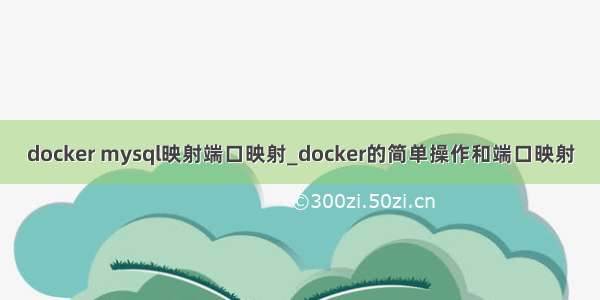 docker mysql映射端口映射_docker的简单操作和端口映射